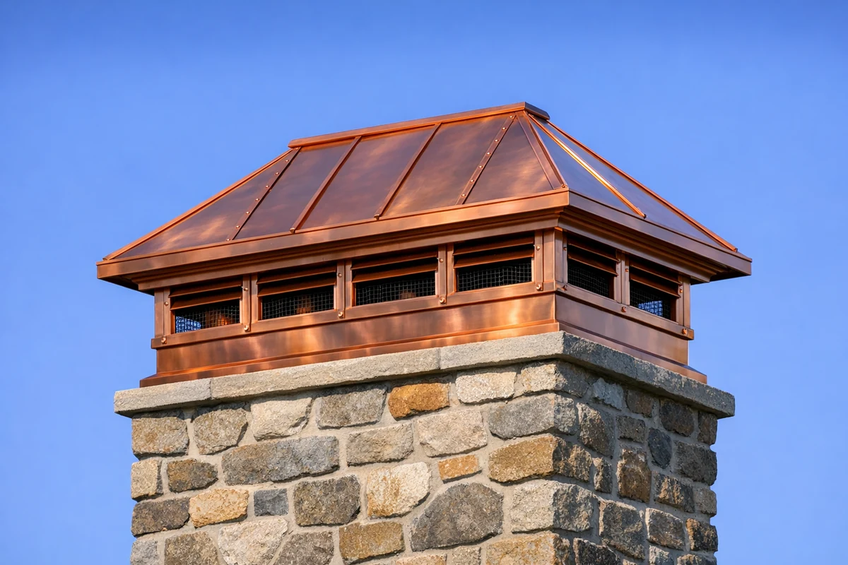 Copper Chimney Caps — high-resolution architectural copper render