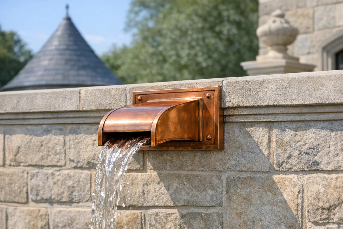 Copper Scuppers — high-resolution architectural copper render